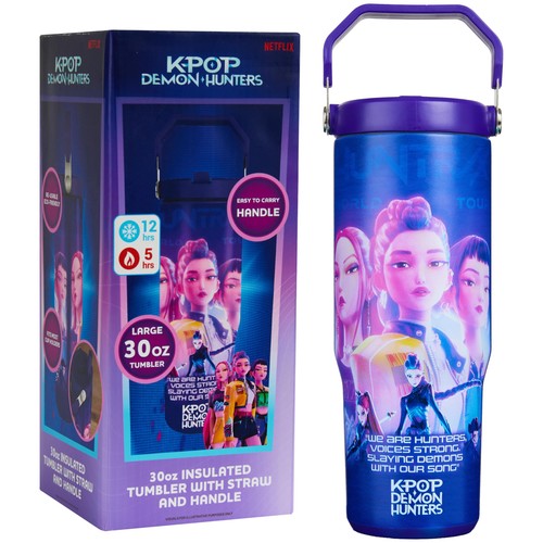 KPop Demon Hunters Official Tumbler 30oz/850ml, Insulated Water Bottle with 