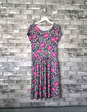 Boden Amelie Fit Flare Dress UK 12 Tropical Floral Jersey Summer Midi