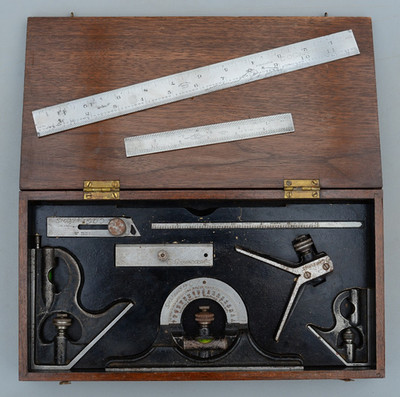 Vintage Set Moore & Wright gehärtete Kombination Vierkantlineal Sheffield England
