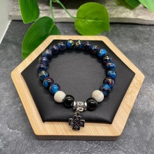 Handmade Ceramic Bead Beaded Stackable 6.25 Plus Stretch Bracelet New B412