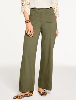 TALBOTS Wide Leg Ponte Pants - BURNT OLIVE, Misses (New)