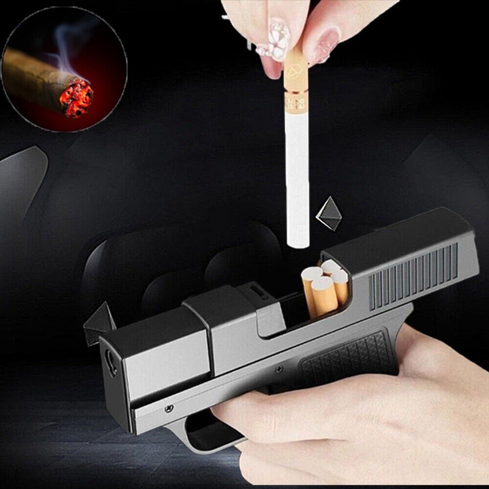 CIGARETTE STORAGE Jet Flame Lighter Gun/Pistol Cigar Case Gift Butane Pipe  BBQ