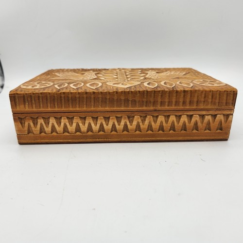 Polish Folk Art Carved Box Chickens Birds Wood 8"×5" X 2" Poland Unique - Picture 3 of 18