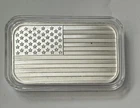 Great Gift ! 1 Oz Silver Bar - Engravable American Flag Silver Bar 999Ag