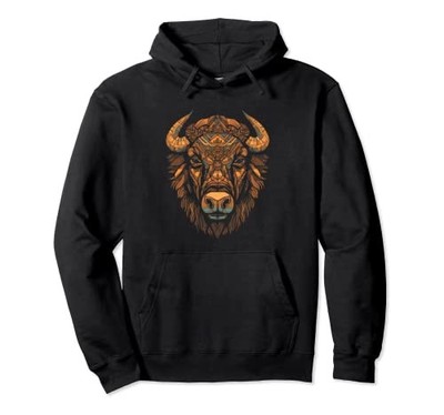 Future Bison Geometrisches Grafikdesign Poly Form Buffalo Hoodiefrom JP