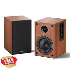 Elimavi brown 60W bookshelf speakers, 4" woofer, Bluetooth 5.3