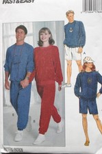 BUTTERICK 3091 MISSES MENS UNISEX TOP SHORTS PANTS PATTERN SIZE L, XL