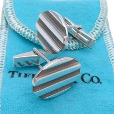 Gemelli vintage Tiffany & Co in argento sterling 925 ovale 11 g con scatola