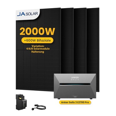 Balkonkraftwerk 2000W mit Speicher Anker Solix Solarbank 3 E2700 Pro Komplettset
