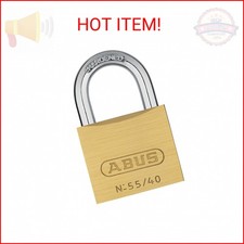 ABUS 55/40 Solid Brass Keyed Padlock with 2 Keys, Hardened Steel Shackle with An