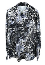 Retro Paisley Herren Hemd Langarm Regular Fit  schwarz/lila Gr. XL