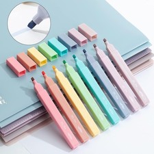 Textmarker 8er Set Pastellfarben Keilspitze Schule Büro Notizen