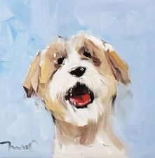 Jose Trujillo Art PRINT 16x16 Collectible Artist Painting Dog Portrait Whimsy