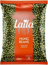 Laila Moong Beans 2kg | Whole Green Mung Beans for Curries & Cooking