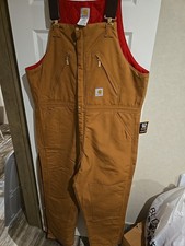 44x34 Carhartt Bib Fully Insulated Overalls Brown Men's
