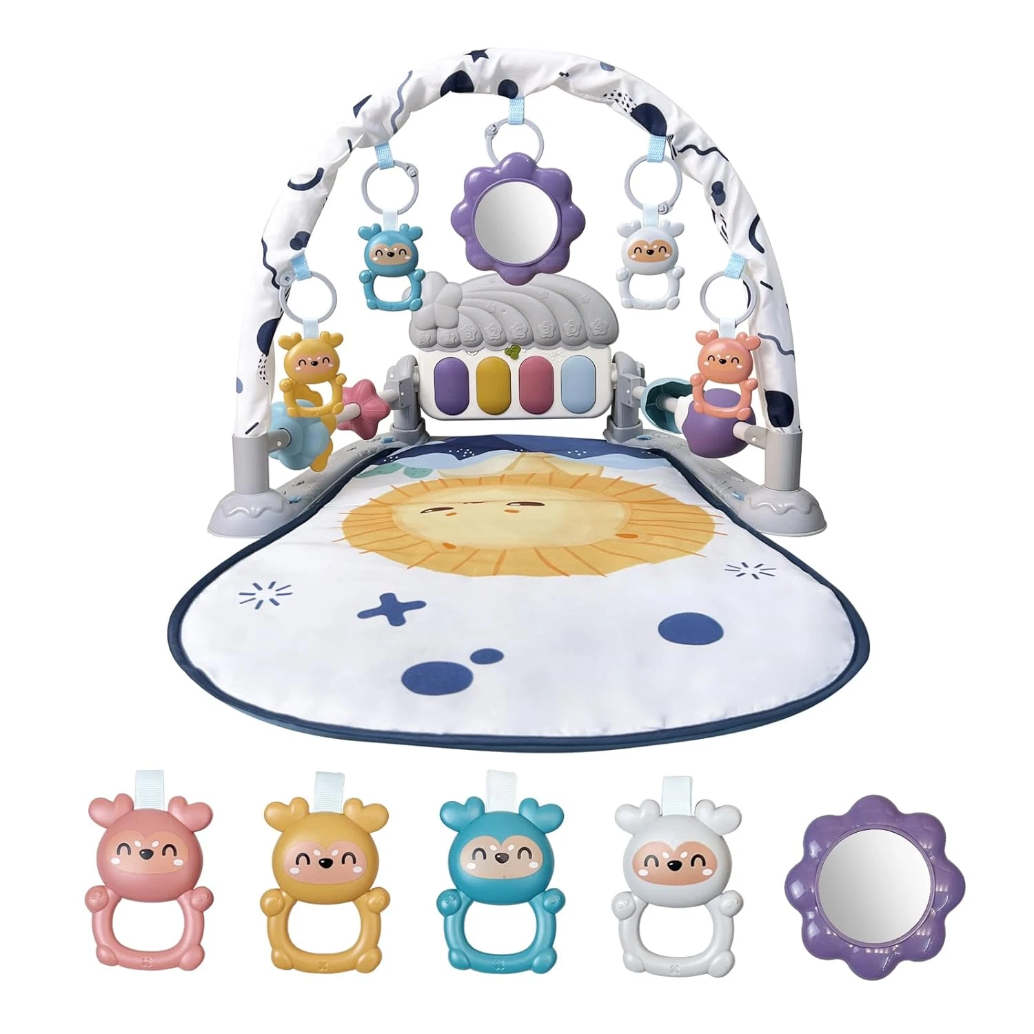 Baby Play Gym Mat, Baby Gym Activity Center, Kick and Play Piano with Music and