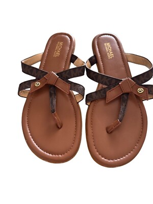MICHAEL Michael Kors Brown Thong Slippers Size New
