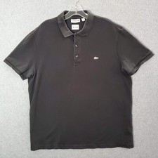 Lacoste Men Polo Shirt 2XL Black Logo Golf Short Sleeve Collar Slim Fit