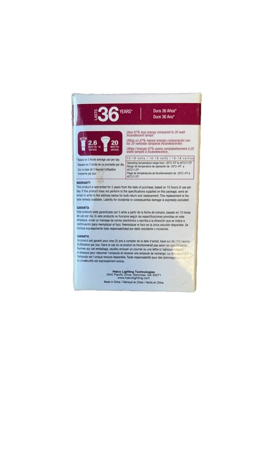 🔥(AN) Halco 80756 GBF/3WW LED R12 Flood Light Bulb 2.6W 2700K Warm White BA15d - Image 3 of 4