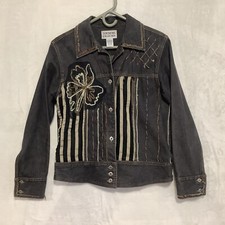 Embroidered Jean Jacket Boho Hippy Americana Patchwork Size small Retro look