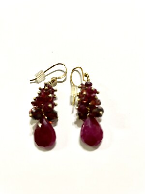 Ruby Garnet Artisan Goldfill Earrings 