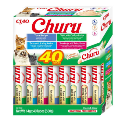 Inaba Cat Churu 40x14g Cremiger Snack Für Katzen Pasta Mix Mit Thunfisch