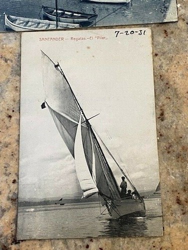 TWO 1931 SANTANDER,SPAIN MARINE VIEW POSTCARDS WITH YACHTS - Picture 3 of 4