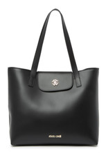 Roberto Cavalli Leather Tote Bag Black Nwt $1,635