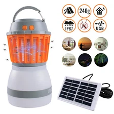 Outdoor Solar Mosquito Killer Lamp Camping Light LED Electric Fly Insect Zapper