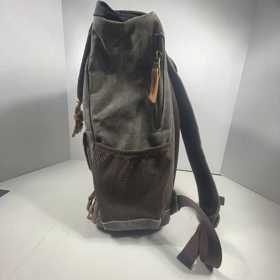 Gray Retro Canvas Leather DSLR Camera Camcorder Backpack Bag Case. 15x12 - Image 2 of 4