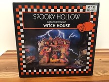 Vintage 1997 Halloween Spooky Hollow Lighted Porcelain Witch House No Light
