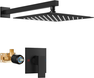 Matte Black Rain Shower System with SUS304 Stainless Steel and Valve Kit
