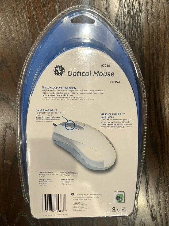 Vintage General Electric GE Scroll PS2 Microsoft Mouse 97986 NEW FACTORY SEALED - Image 2 of 4