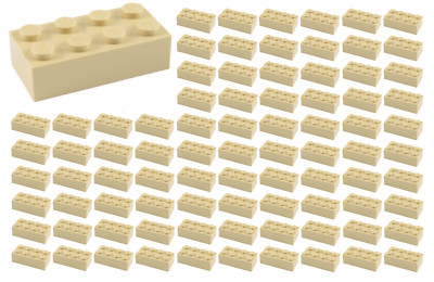  100 NEW LEGO 2x4 Tan Bricks (ID 3001) BULK Parts Beige Harry Potter Town City