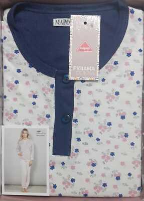 Women's Long Sleeve Serafino Pajamas In Cool Cotton Jersey 2301 Mapom