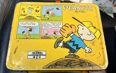 1965 ORIGINAL Yellow Peanuts Thermos brand Metal Lunchbox Charlie