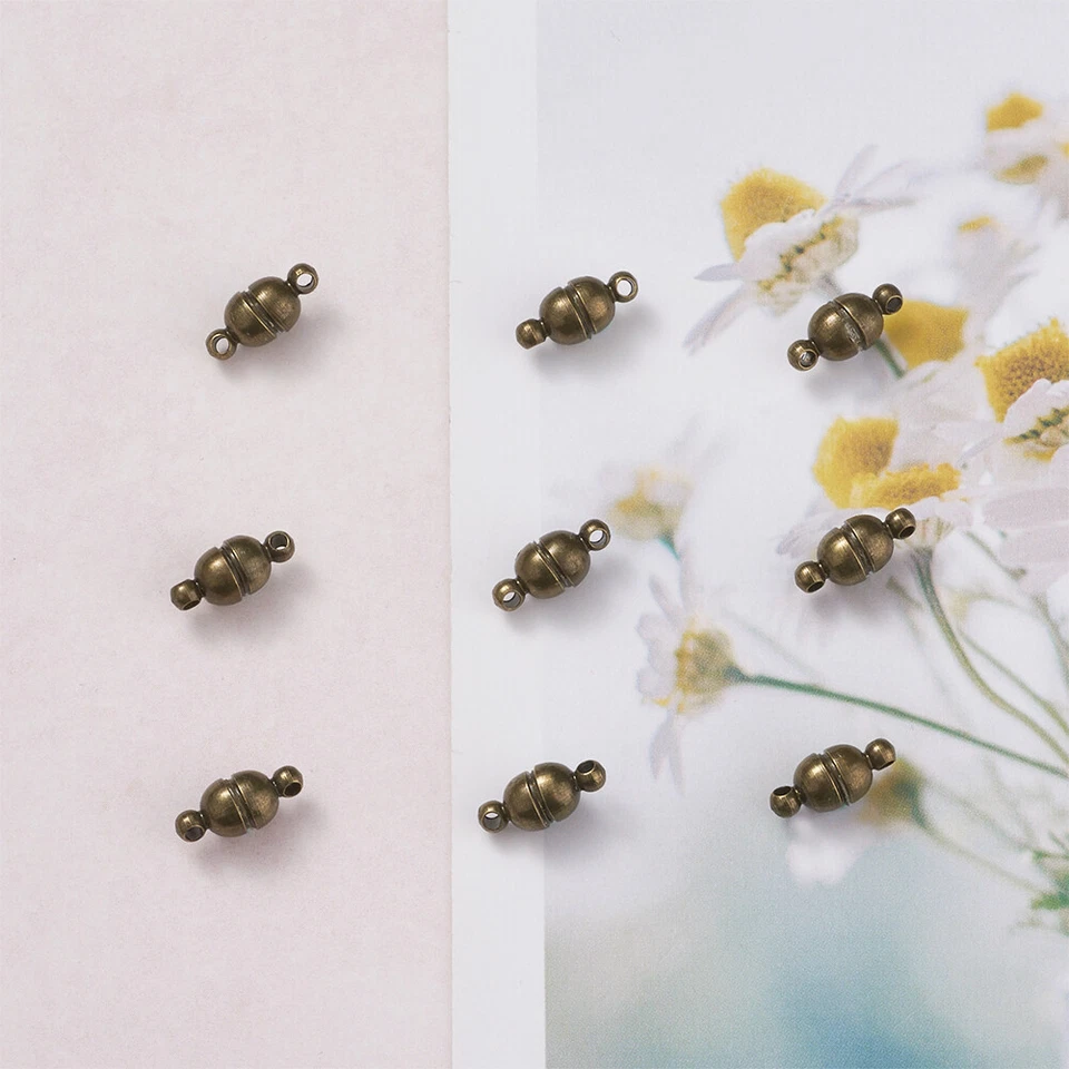 10 Set Oval Brass Magnetic Clasps Mini Nickel Free Clasps Antique Bronze 11x5mm - Image 4 of 4