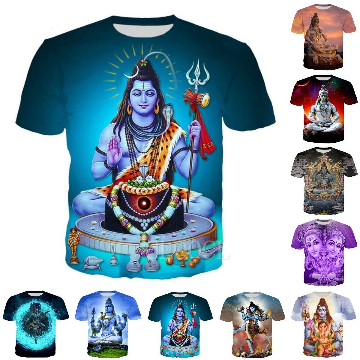 Lord Shiva 3D Print T Shirt Men Women Round Neck Short Sleeve ...