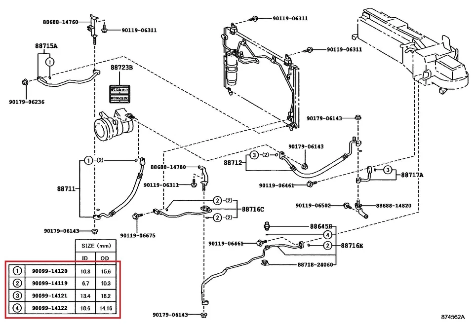 Kit de juntas tóricas de aire acondicionado Toyota Landcruiser Jza80 Jzx100 Jzx110 nuevo Foto 3 de 3