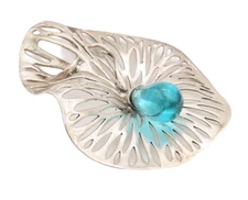 925 Sterling Silver Vintage Pendant HAGIT GORALI ISRAEL  CZ Drop Leaf  PT23547