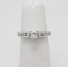 3/4CT Natural Princess Diamond Engagement Wedding Bridal Ring 14K White Gold