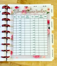 Blood Pressure Tracker Dashboard Insert for use with a Classic HAPPY Planner