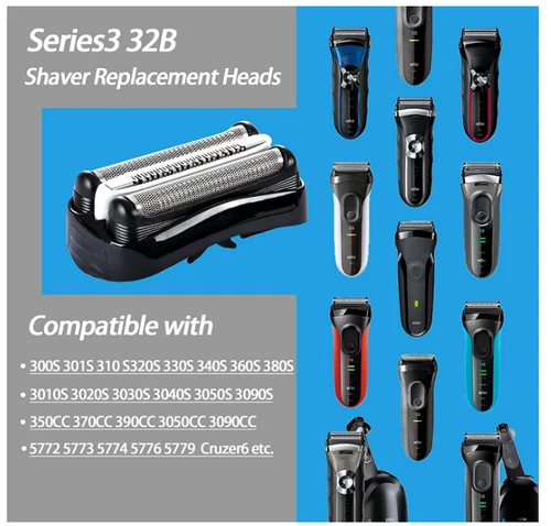 Cabezal de afeitadora eléctrico de repuesto 32B S3 para Braun Series 3 Pro Skin 3080s 3090cc - Imagen 3 de 11