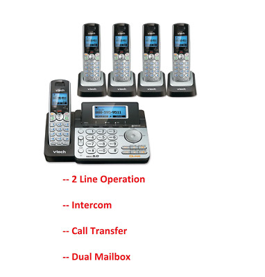 VTech DS6151 Dect 6.0 2 Line Phone system with 5 Handsets DS6151-2 CALL BLOCKING