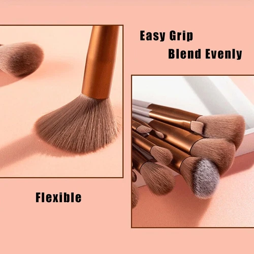 13 Pcs Make up Brush Set Buffer Powder Contour Eyeshadow With Pouch Brushes Set - Picture 3 of 16