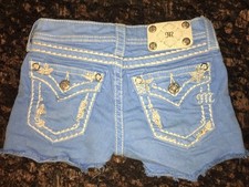Girl's Size 12 MISS ME Jean Shorts JK5418H3 Sky Blue Embellished Pockets