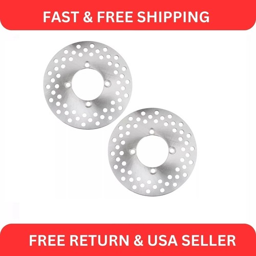 Pair Of Front Brake Disc Rotors For Yamaha Rhino 660 (2004-2007) - Drilled & Chrome