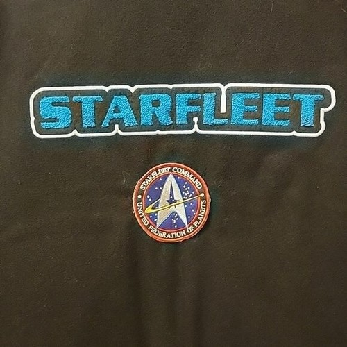 Star Trek Black, Blue Wool Blend Varsity Style Jacket w/ Badges Mens (ALTERED) M - Picture 10 of 16