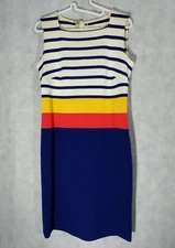 Gino Paoli Italy Vintage 60s Multicolor Stripe Mod Dress Size 12