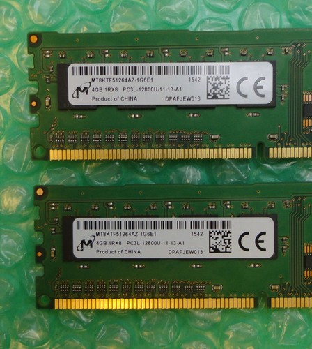 8GB Kit (2 x 4GB) Micron MT8KTF51264AZ-1G6E1 PC3L-12800U DDR3 Desktop Memory - Picture 2 of 3